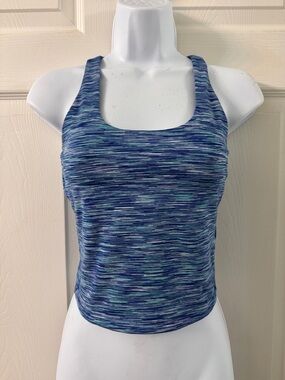 Blue Multi-Stripe Racerback Tank Top